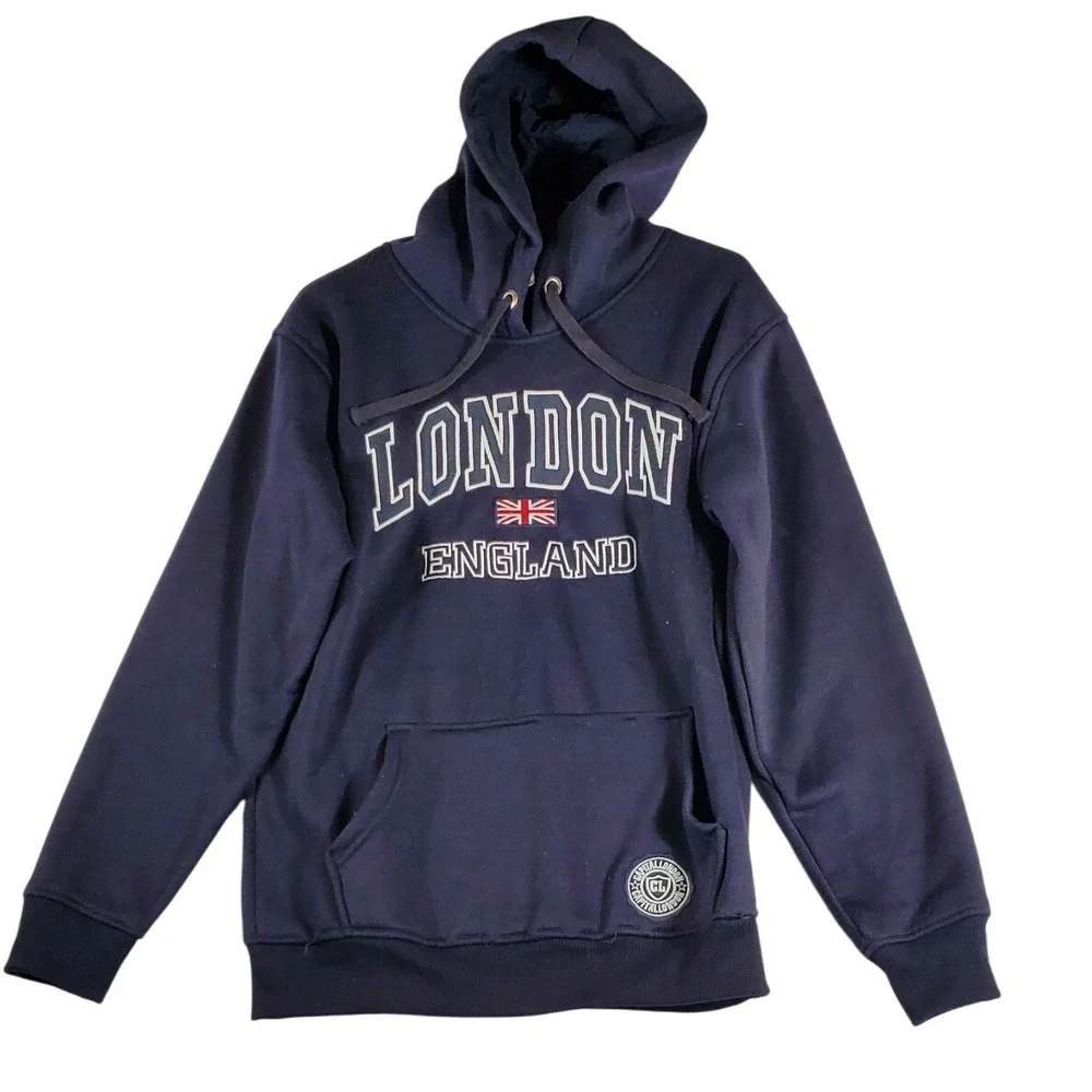 Capital T Shirts Mens Navy Blue London England Graphic Hoodie Sweatshirt Size‎ L